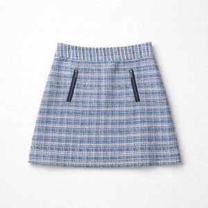 LOFT Blue and White Plaid A-Line Skirt